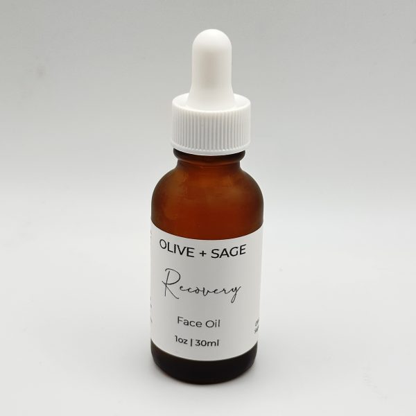 Organic Recovery Face Oil dropper bottle with minimalist label.