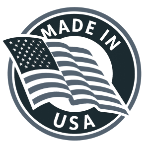 Made in USA skincare badge with flag