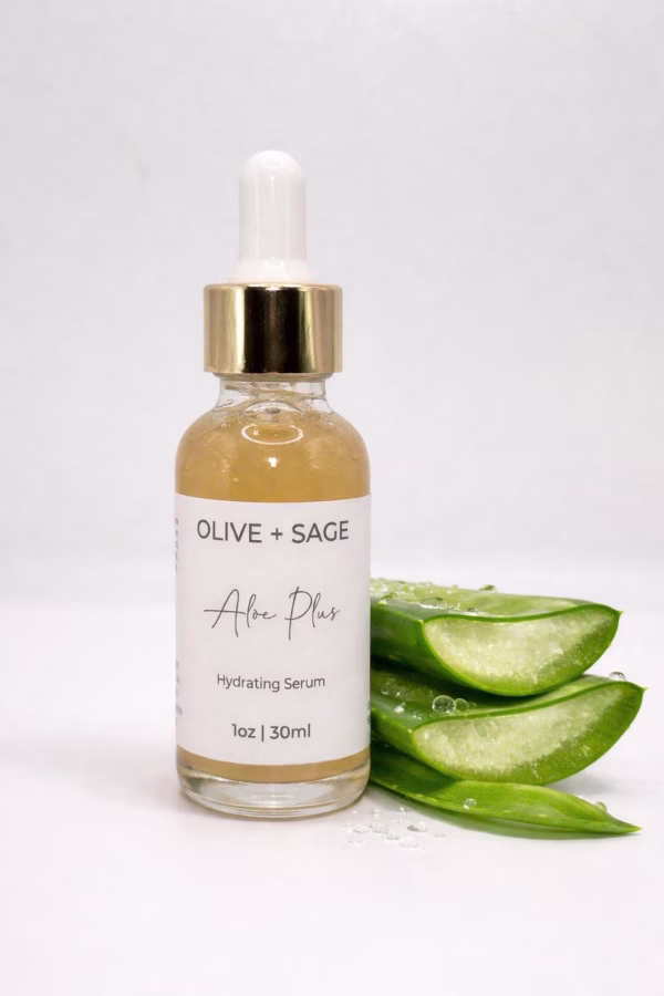 Aloe Vera Facial Serum for Sensitive Skin Aloe vera facial serum for sensitive skin with aloe leaves