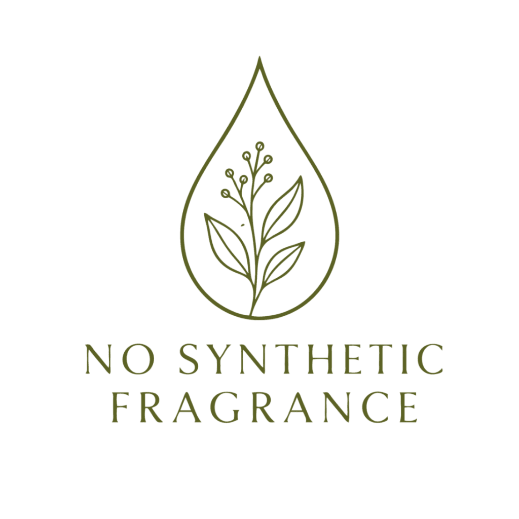 No synthetic fragrance skincare trust icon for Olive + Sage