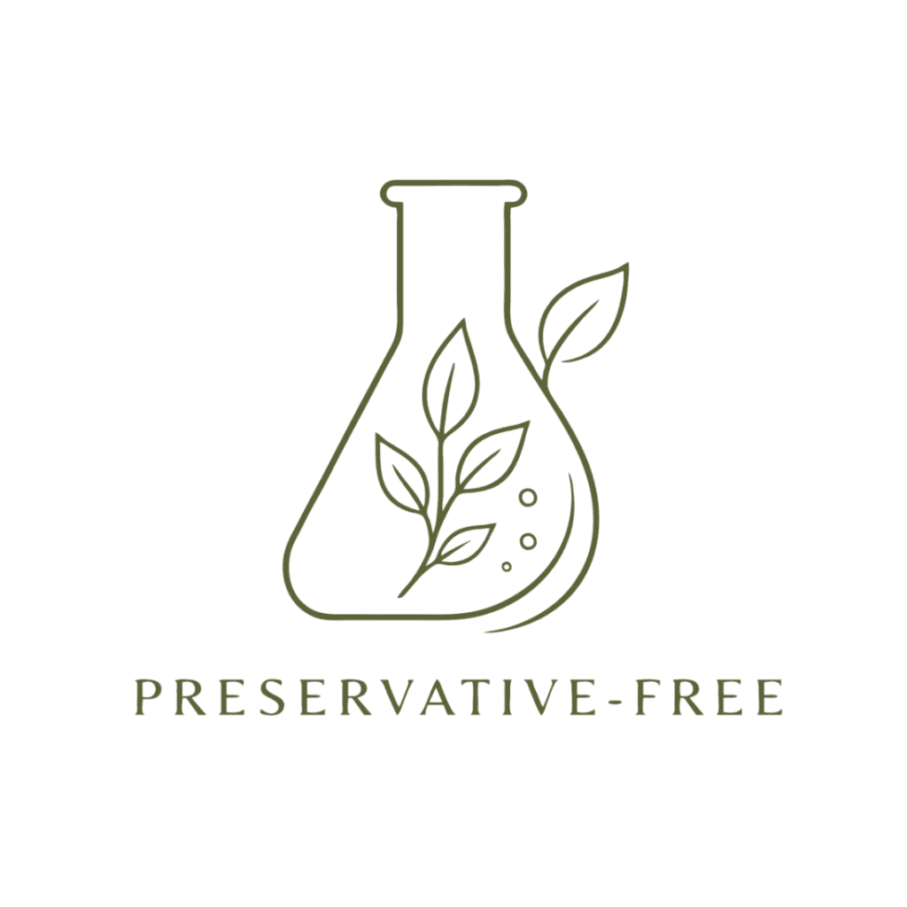 Preservative-free skincare trust icon for Olive + Sage